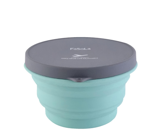 FaSoLa 食品級 FDA鉑金矽膠多功能摺疊碗, 綠色, 1個