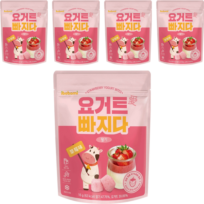 ibobomi 乳酸菌優格點心, 草莓味, 16g, 5包