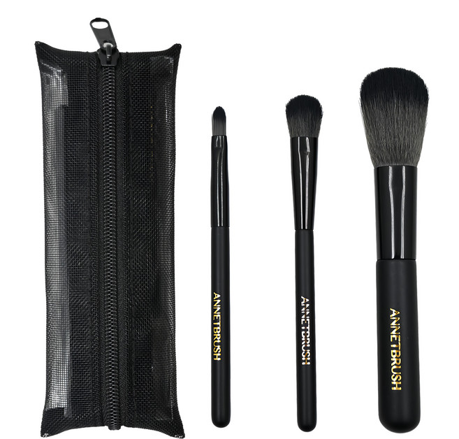 ANNETBRUSH 便攜小型刷具三件組+收納包, 單一顏色, 1組