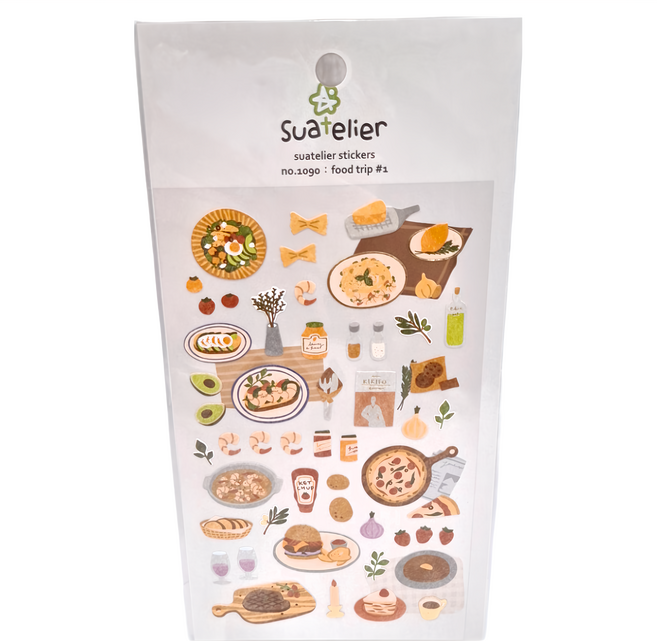 Suatelier design 貼紙 - no.1090 food trip #1, 多色, 1組