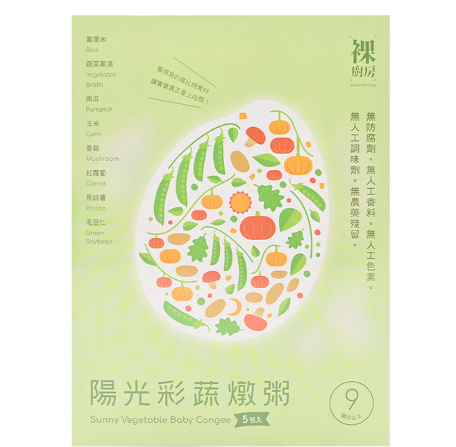裸廚房 大寶寶粥 全素 5入, 陽光彩蔬, 800g, 1盒