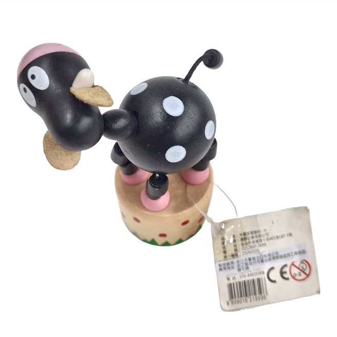 small foot 木製按壓動物, 牛 黑色, 1個