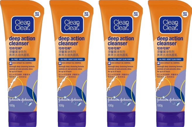 Clean&Clear 可伶可俐 深層潔淨系列 長效去油洗面乳, 100g, 4條