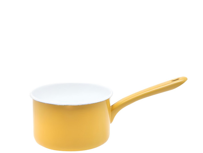 TSUKI-USAGI 月兔印 日製單柄片手琺瑯牛奶鍋 14cm 陽光黃 1個
