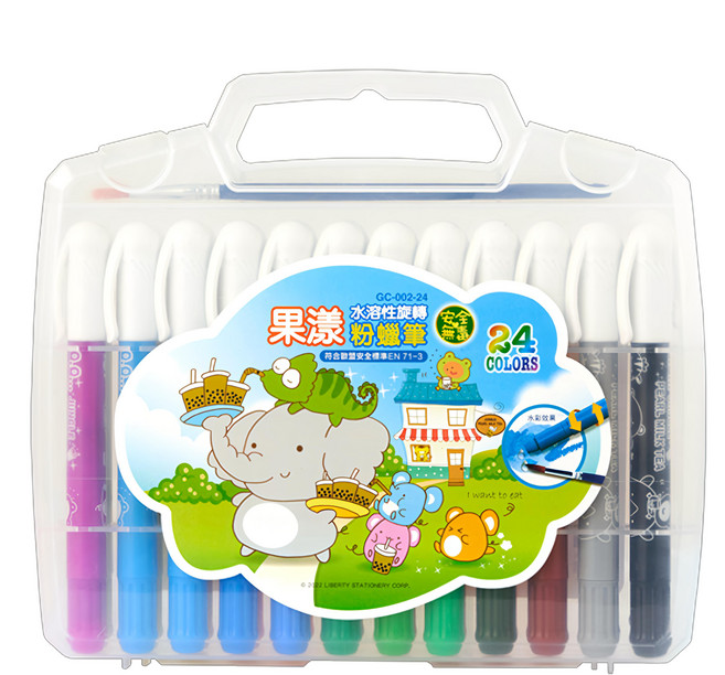 LIBERTY 利百代 果漾水溶性旋轉粉蠟筆 GC-002-24, 24色, 1盒