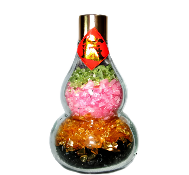 養慧軒 五行水晶葫蘆瓶 招財 高11cm底部直徑6.5cm, 五色, 1組