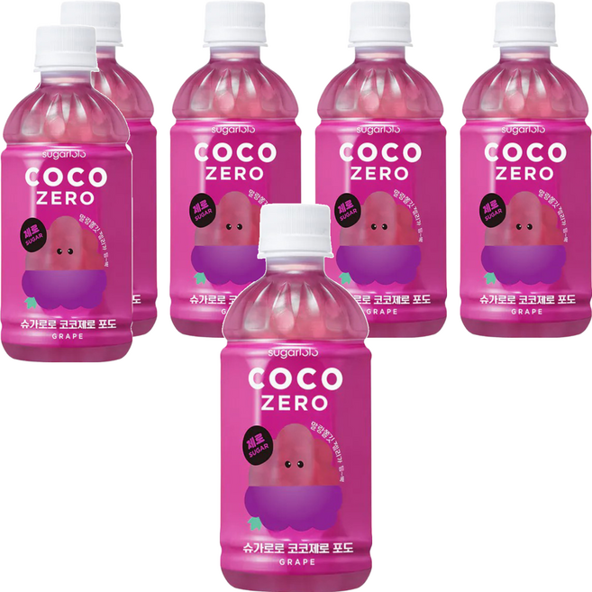sugarlolo 椰果飲料 葡萄風味, 6瓶, 340ml