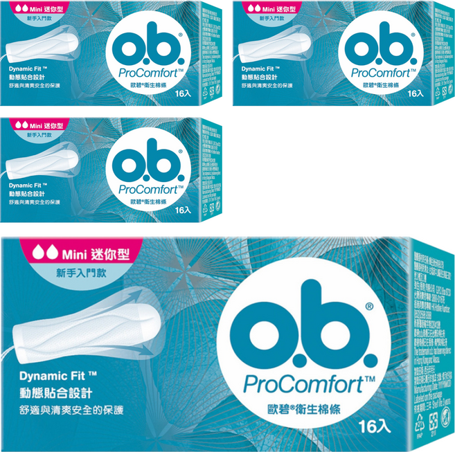 o.b. 歐碧 衛生棉條, 迷你型, 16個, 4盒