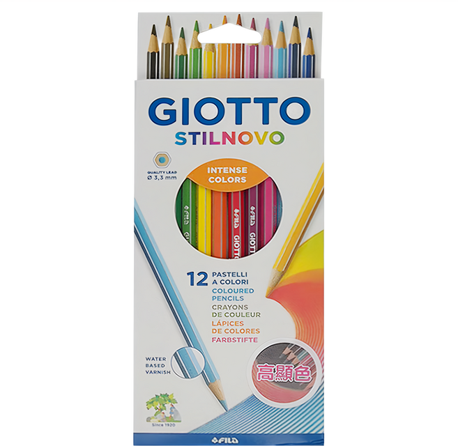 GIOTTO STILNOVO 學用六角彩色鉛筆組, 12色, 1盒