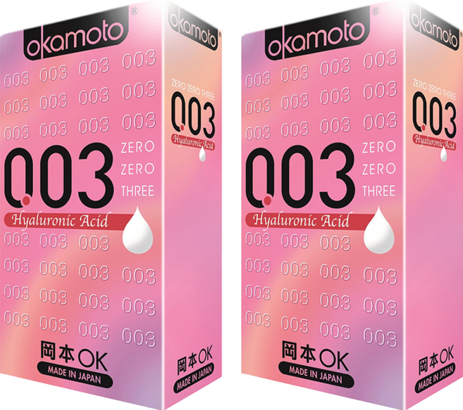 okamoto 岡本 003 玻尿酸光滑衛生套, 10入, 2盒