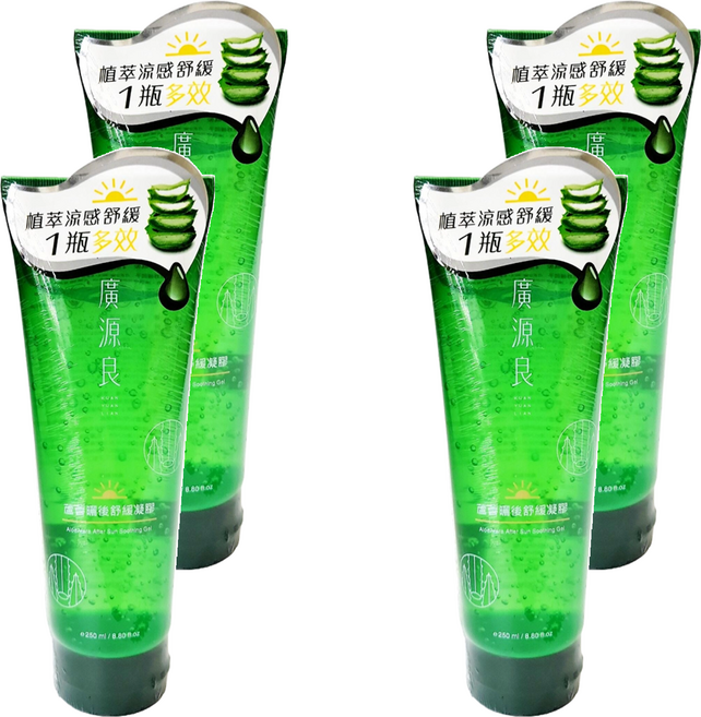 廣源良 蘆薈曬後舒緩凝膠, 250ml, 4條