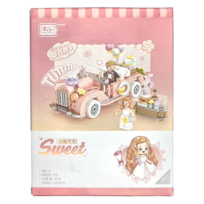 LoZ 積木玩具 復古婚禮車 4210 3歲以上, 復古婚禮車 粉色, 1個