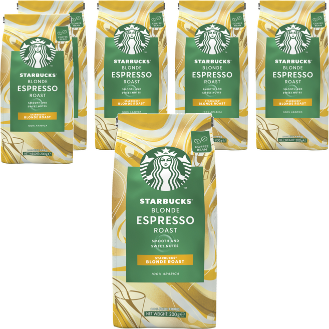 STARBUCKS 星巴克 黃金烘焙咖啡豆, 未研磨, 200g, 6包