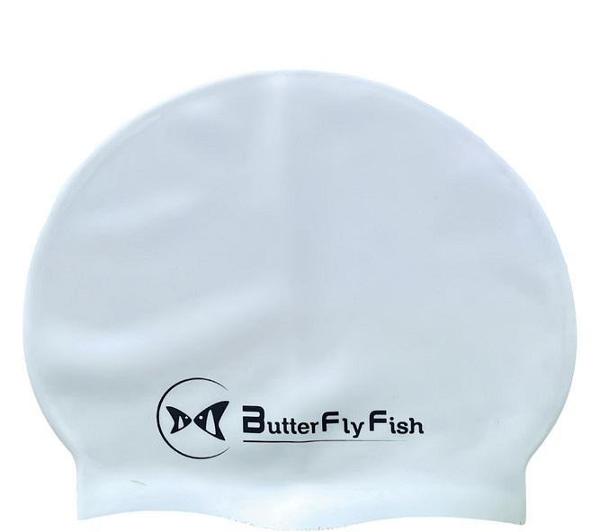 ButterFly Fish 蝴蝶魚 矽膠泳帽 低水阻/高彈性 SC2501 適用頭圍50~62cm, 白色, 1個