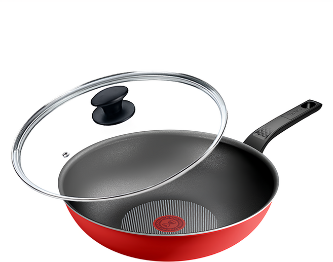 Tefal 特福 燦紅系列 不沾小炒鍋 附玻璃鍋蓋, 28cm, 1組