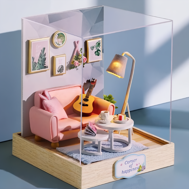 CUTE ROOM 智趣屋 DIY 手作袖珍屋, 午茶時光附防塵罩, 1個