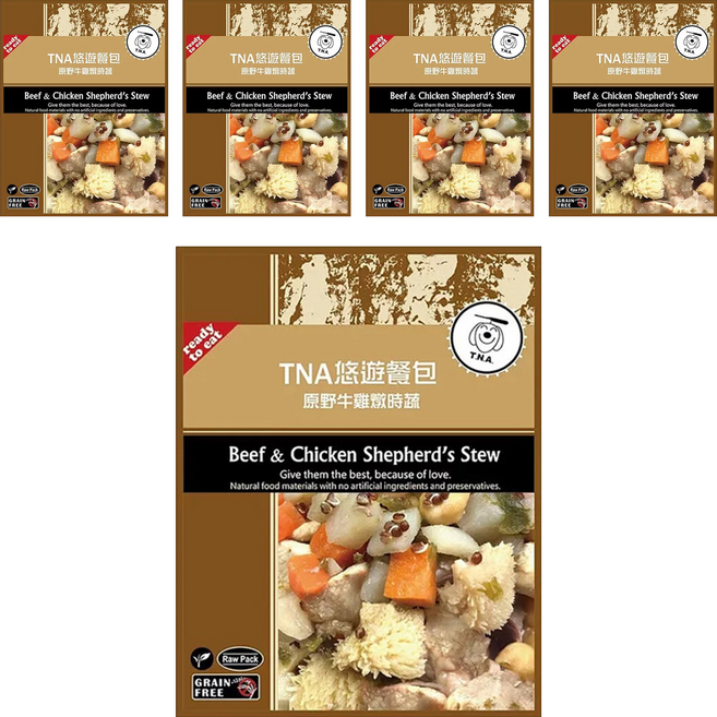 T.N.A. 悠遊 餐包, 原野牛雞燉時蔬, 150g, 5包