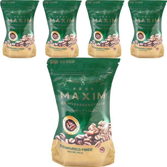 Maxwell House 麥斯威爾 典藏咖啡環保包, 咖啡豆(無研磨), 140g, 5包