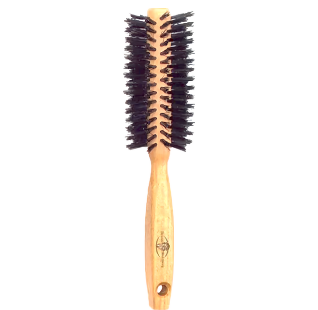 Braun Wettberg 珀薇 德國製 FSC原木黑豚鬃熱塑捲髮梳, 原木色, 1個
