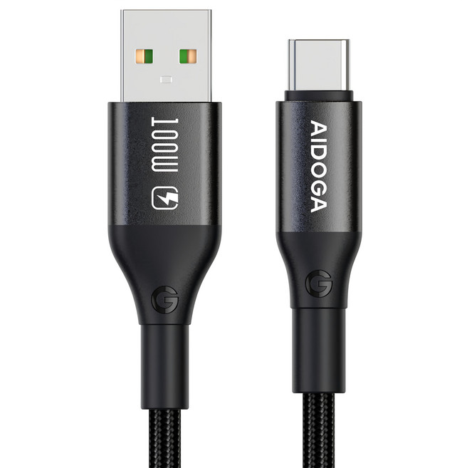 AIDOGA 艾迪伽 爵士系列 USB-A TO Type-C充電線傳輸線編織快充線 QC3.0 100W, 鈦灰色, 120cm, 1條