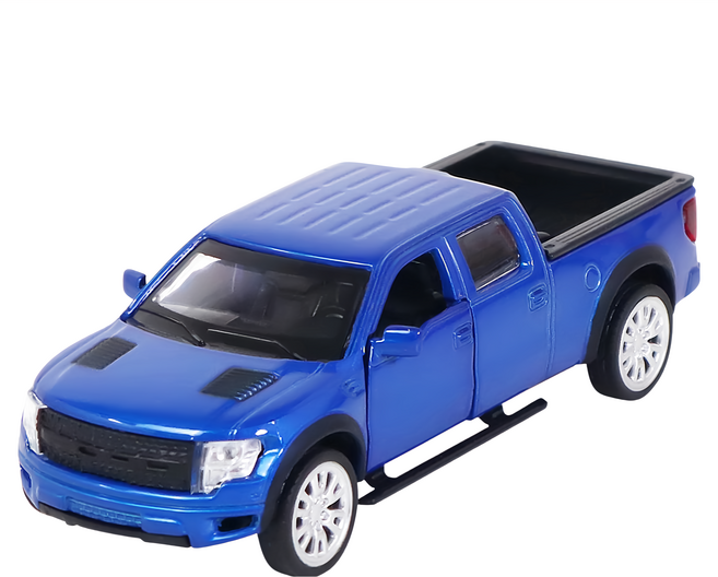 kidmate 孩子王 1 : 43 授權迴力合金車Ford F-150 SVT Raptor 67329-2 藍色, 1個