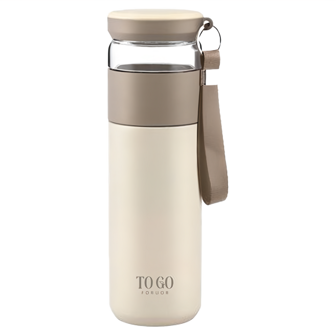 FORUOR FU TOGO 森沐不銹鋼手提品茗杯, 咖啡色, 450ml, 1個