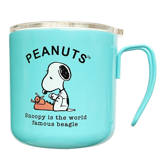 PEANUTS 史努比 不鏽鋼杯 附蓋 380ml 282867 8.8 x 8.8 x 11.8cm, 藍色, 1個