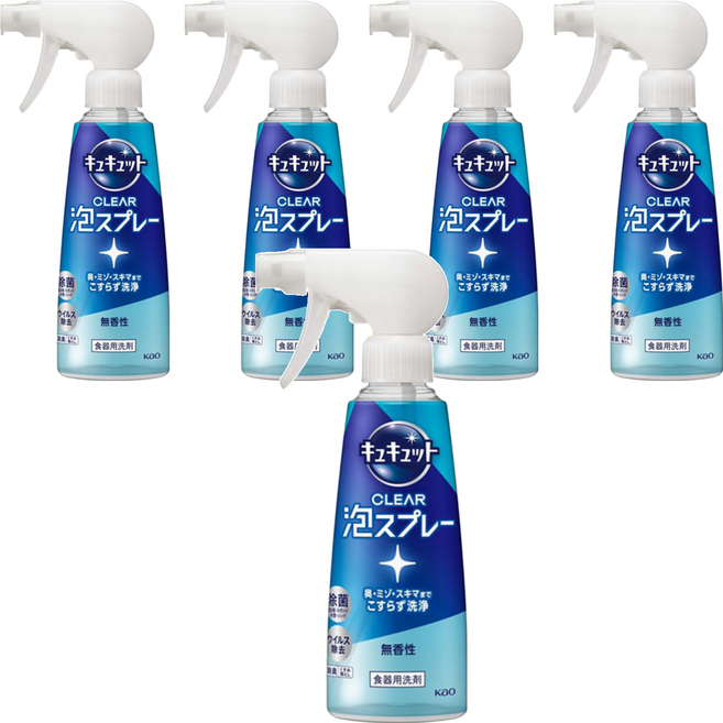 Kao 花王 Cucute 珂珂透 噴槍型泡泡洗碗精 無香, 280ml, 5瓶