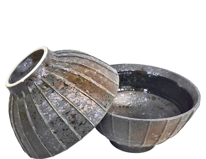 JUST HOME 日本製 職線麵碗 07004A 15.8 x 8.5cm 700ml 2個, 黑色, 1組