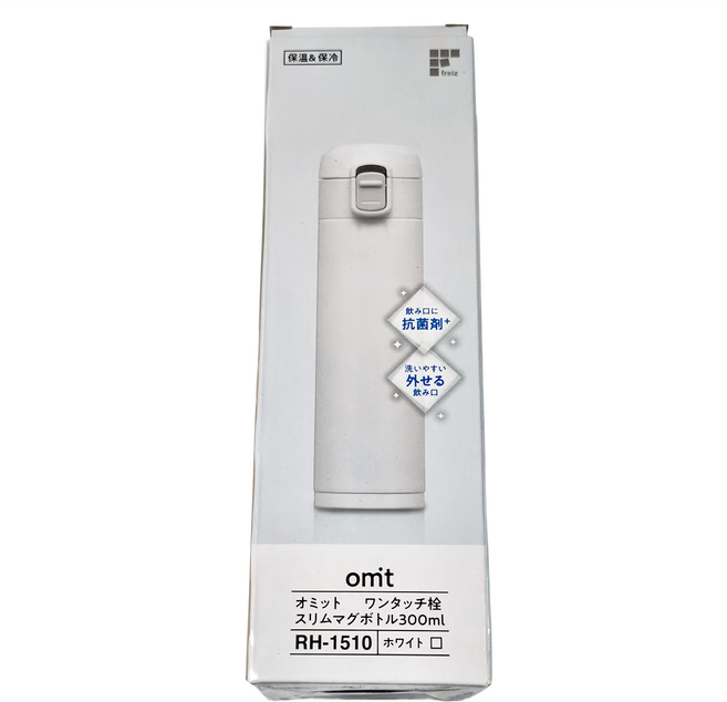 FREIZ 和平 歐米特 水壺 一觸即停超薄水杯瓶 RH-1510, 白色, 300ml, 1個