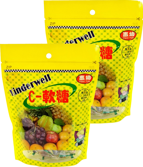 Hwei Yow 惠幼 QQ C 軟糖 水果風味, 120g, 2包