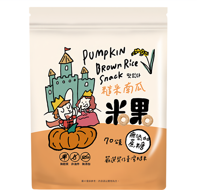 薌園 糙米米果, 南瓜, 70g, 1包