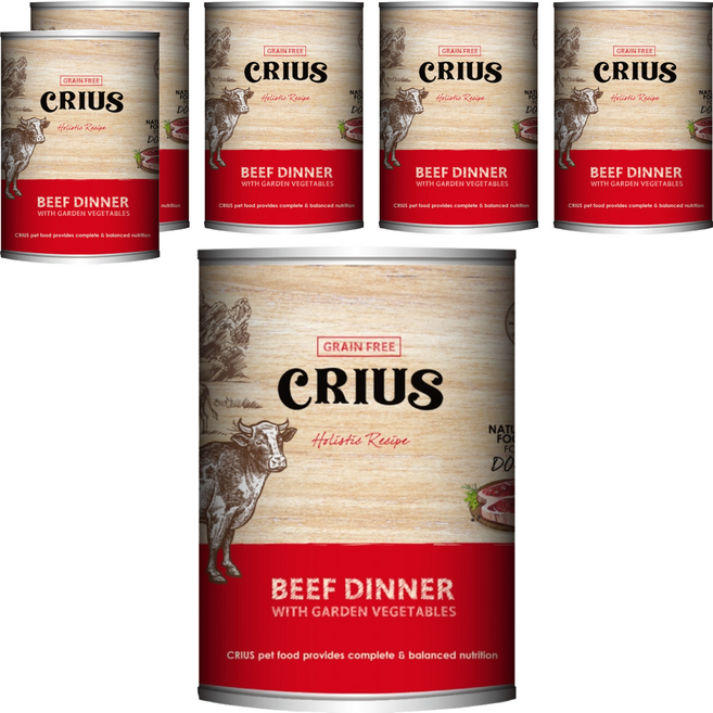 CRIUS 克瑞斯 全年齡犬 無榖主食餐罐, 風味牛, 375g, 6罐