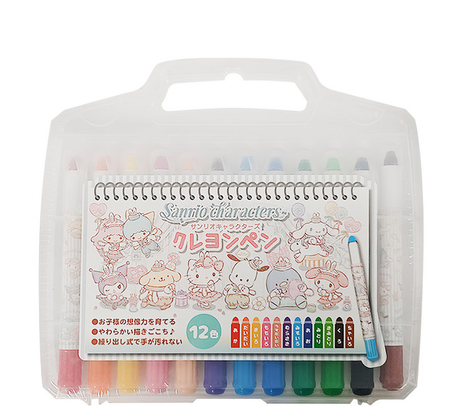 Sanrio 三麗鷗 蠟筆 417737 3歲以上 外盒 20 x 17.5 x 2.5cm + 蠟筆 1 x 12.2cm, 12色, 1盒