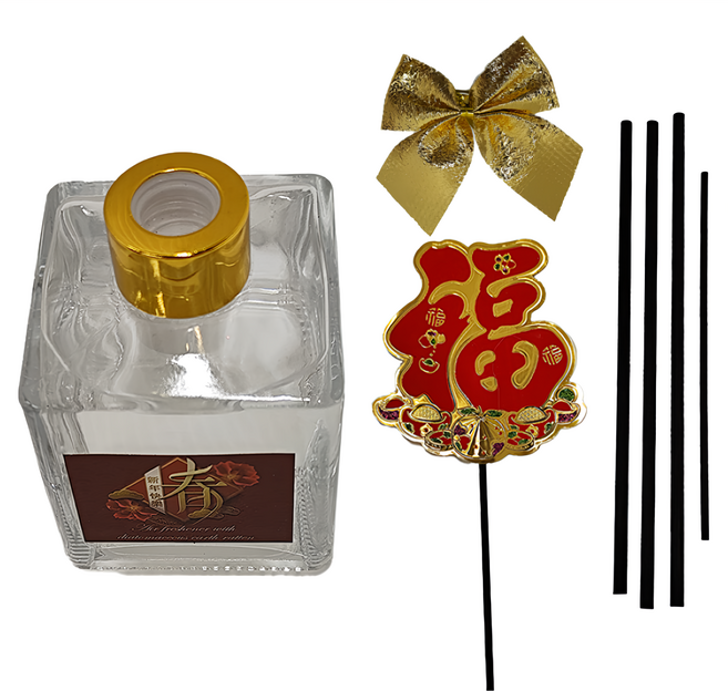 QIDINA 奇蒂可 箔金招財香氛珪藻擴香瓶, 蜜糖果園, 200ml, 1瓶