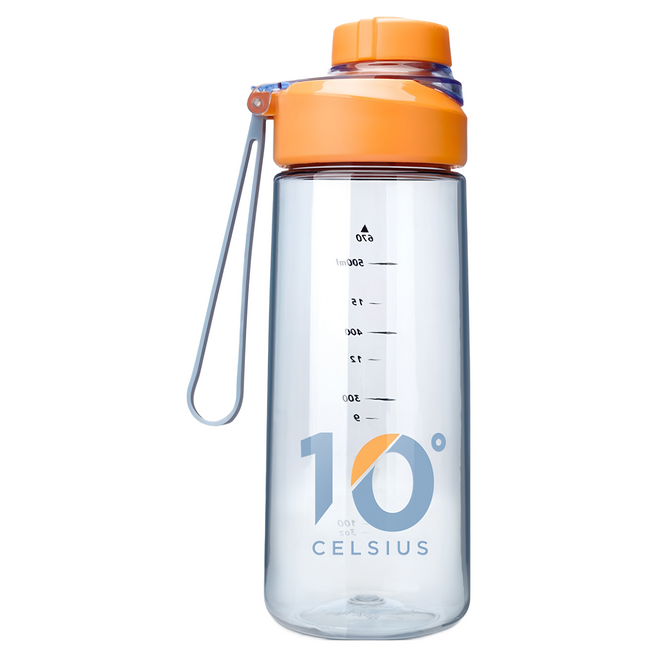 10 Degree CELSIUS Tritan 材質提帶水壺 670ml 灰橘撞色, 1個