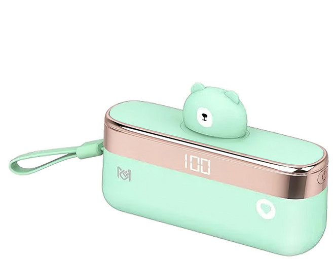 MCK 科技 小熊隨身行動電源 5000mah Lightning, MCK-MPB002, 綠色
