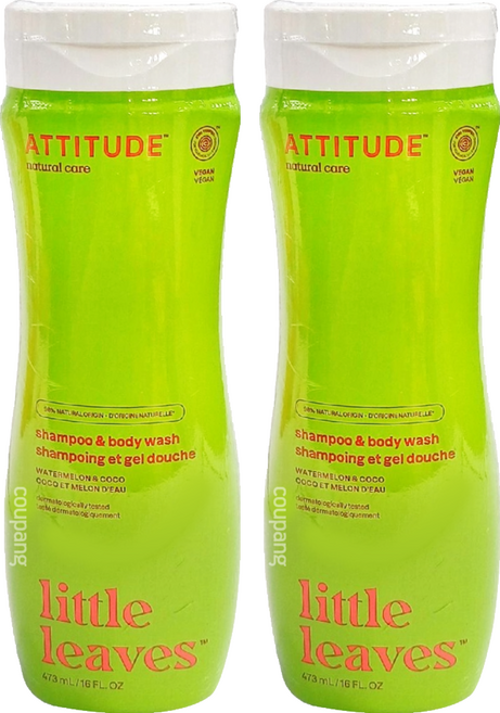 ATTITUDE 艾特優 兒童2合1洗髮沐浴露 西瓜 & 椰香, 473ml, 2瓶