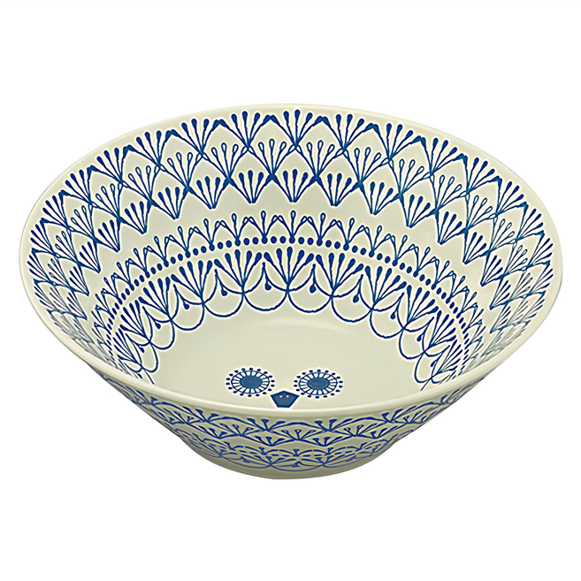 Sango 三鄉陶器 Mikke造型碗 直徑20.5 x 7.4cm 1.1L, 貓頭鷹 米白色 + 藍色, 1個