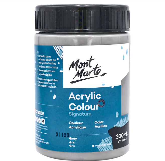 Mont Marte 蒙瑪特 壓克力顏料 MSCH3034 銀色, 300ml, 1色
