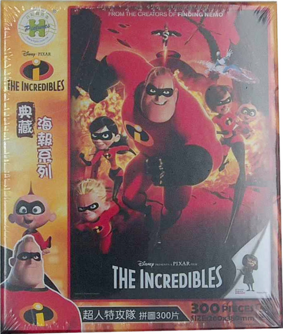 HUNDRED PICTURES 百耘圖 The Incredibles 典藏海報系列 超人特攻隊拼圖 3歲以上, 超人特攻隊 紅色, 300片, 1盒