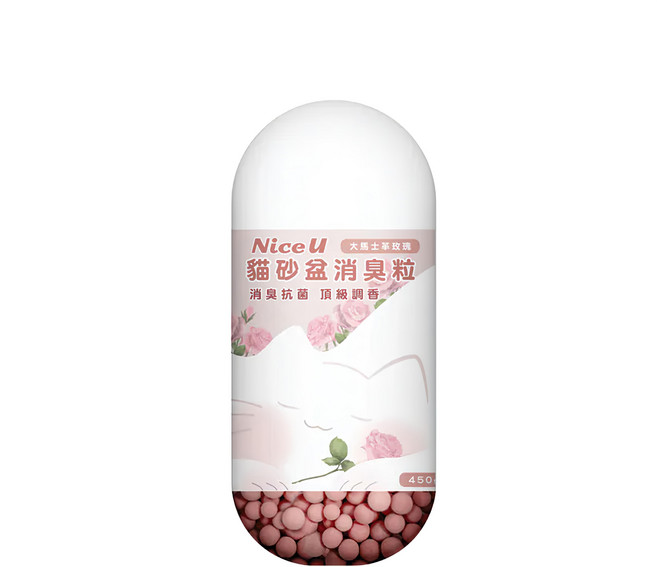 Nice u 毛樂趣 貓砂盆消臭粒 大馬士玫瑰, 450g, 1瓶