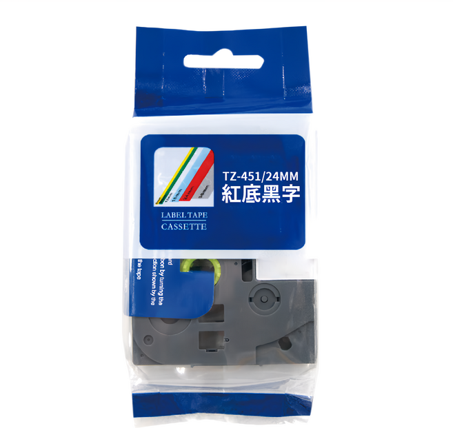 NEXTPAGE 台灣榮工 護貝標籤帶 TZ-451 24mm Brother適用, 紅底黑字, 8m