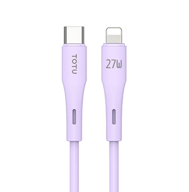 TOTU 拓途 液態矽膠 膚感系列 Type-C-Lightning PD充電線傳輸線快充線, 紫色, 1條, 1m
