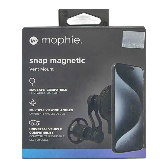 mophie 車用多角度調節磁吸出風口支架 適用於MagSafe裝置, 黑色, 1盒