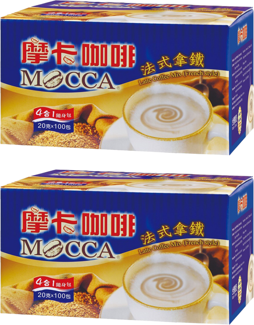 MOCCA 摩卡 法式拿鐵咖啡隨身包, 20g, 100包, 2盒