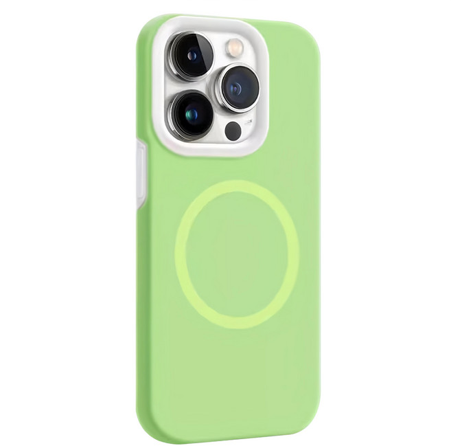 無品牌 手機保護殼 iPhone 16 Pro Max 液態矽膠 磁吸 支援MagSafe 果凍綠