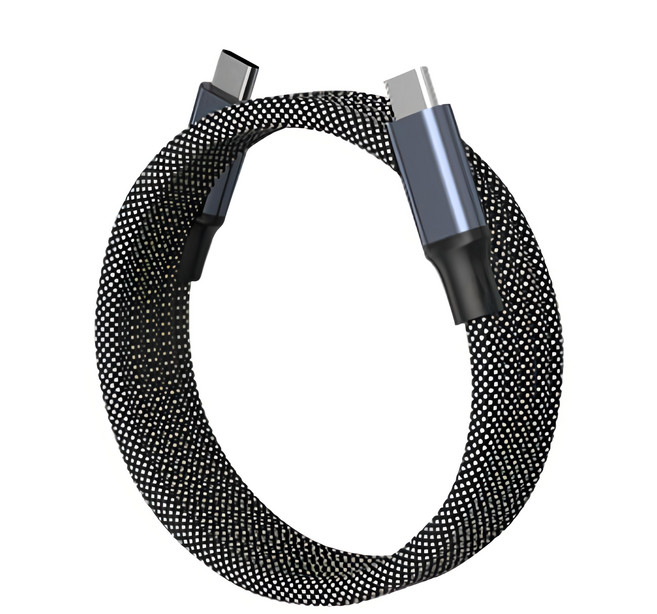Magtame 240W 圓線款磁性快收納充電傳輸線 雷電版 Type-C to Type-C, 1m, O-Magcable 藍色 + 黑色, 1條