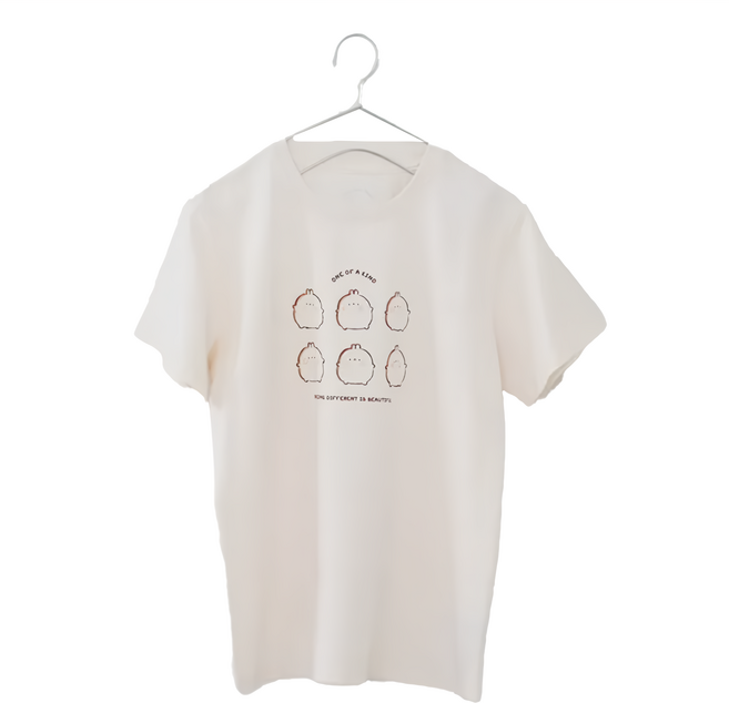 MOLANG 萌浪兔 短袖T 100%棉, 素描繪 米白色