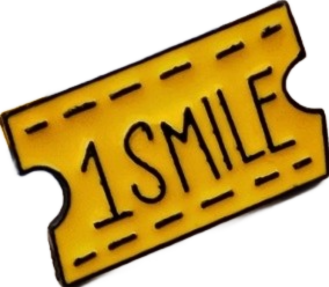 創意票券造型徽章胸針 1 SMILE 微笑 1 HUG 擁抱 別針 趣味配飾, 亮黃, 1個
